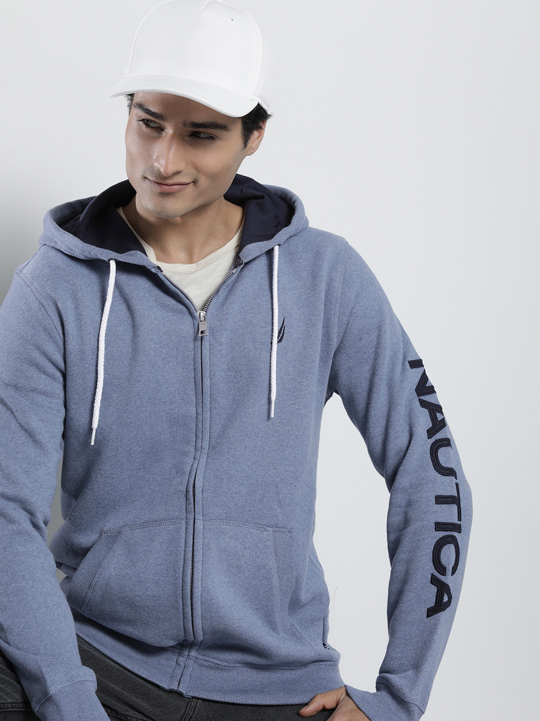

Nautica Men Solid Long Sleeves Hooded Sweatshirt, Blue