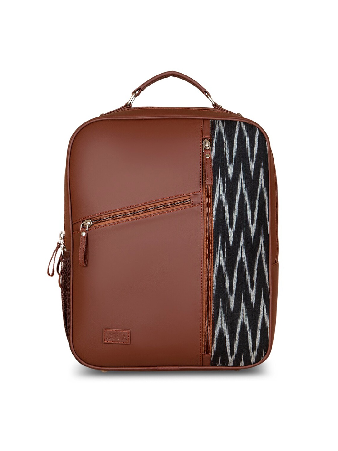 

ZOUK Unisex Black & Brown Backpack with Anti-Theft
