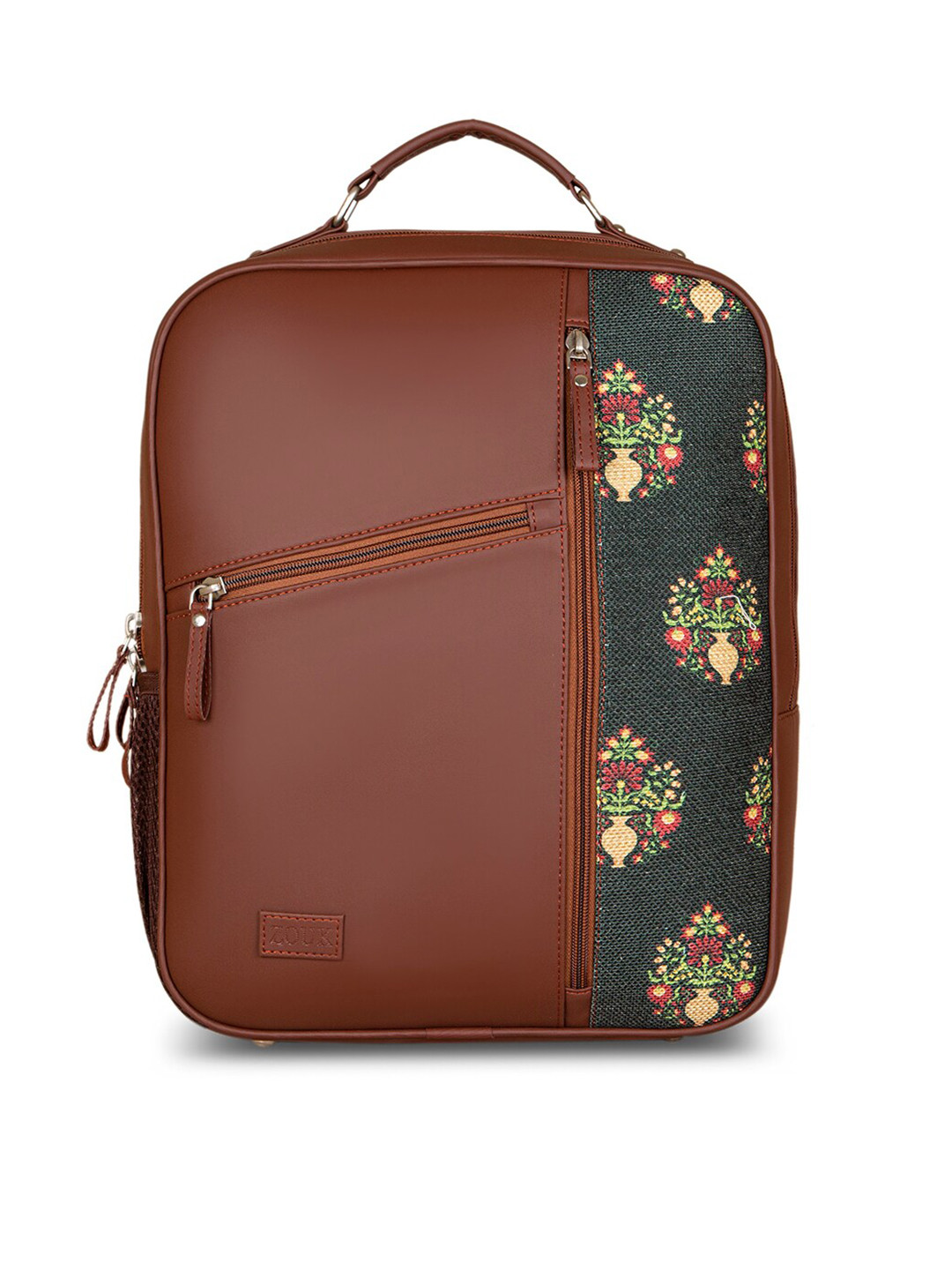 

ZOUK Brown & Green Laptop Backpack with Anti-Theft
