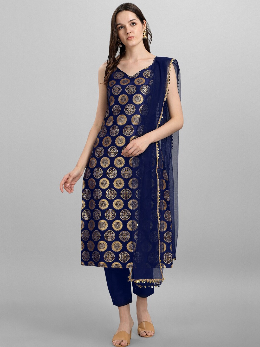 

heemara Women Navy Blue Kurta with Palazzos
