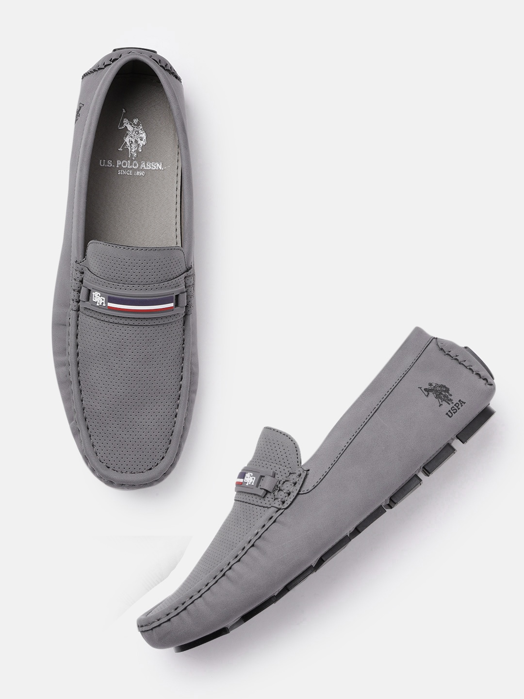 

U.S. Polo Assn. Men Grey Perforated Driving Shoes