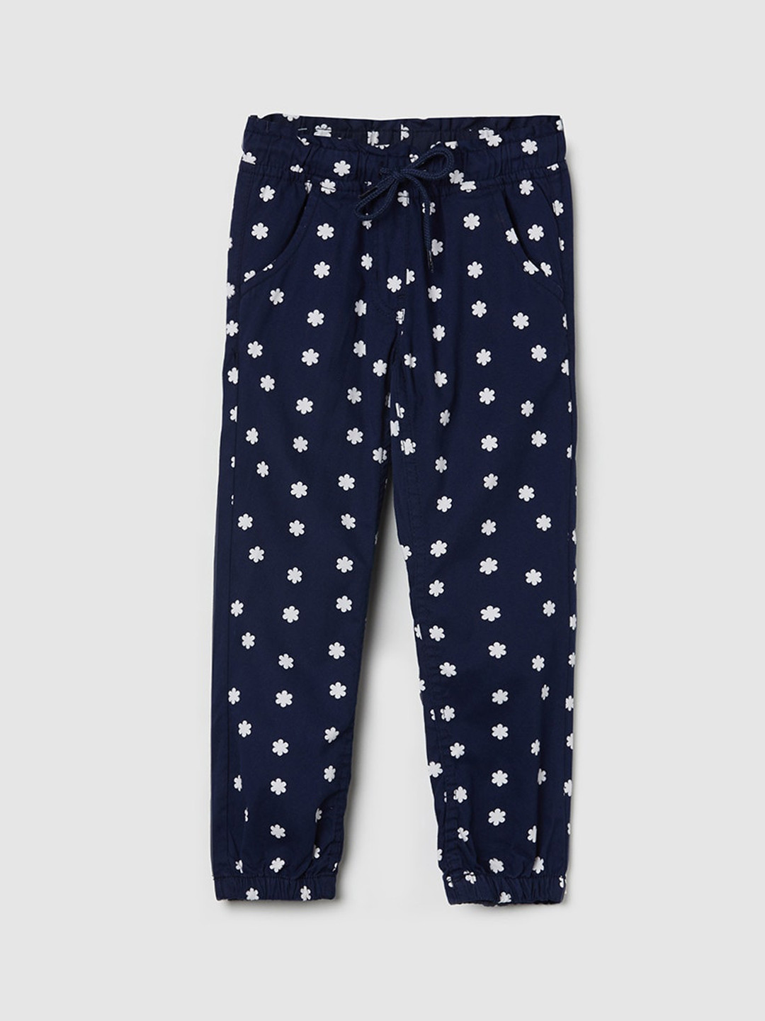 

max Girls Navy Blue Printed Regular Fit Joggers