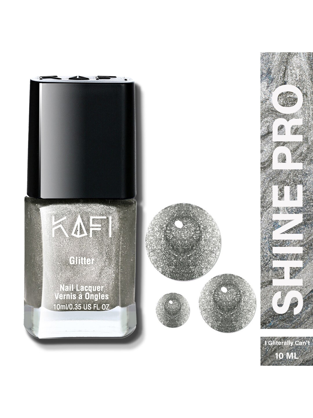 

KAFI Shine PRO Glitter Long Lasting Nail Lacquer - I Glitterly Cant, Silver