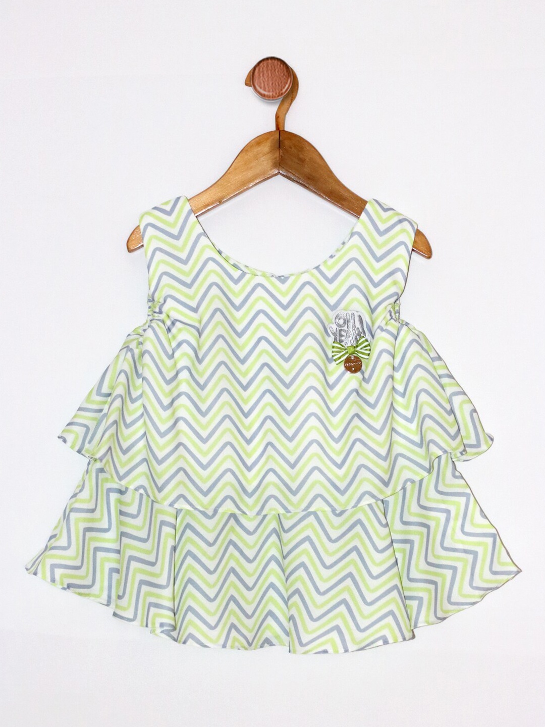 

Peppermint Girls Green Geometric Print Satin Top