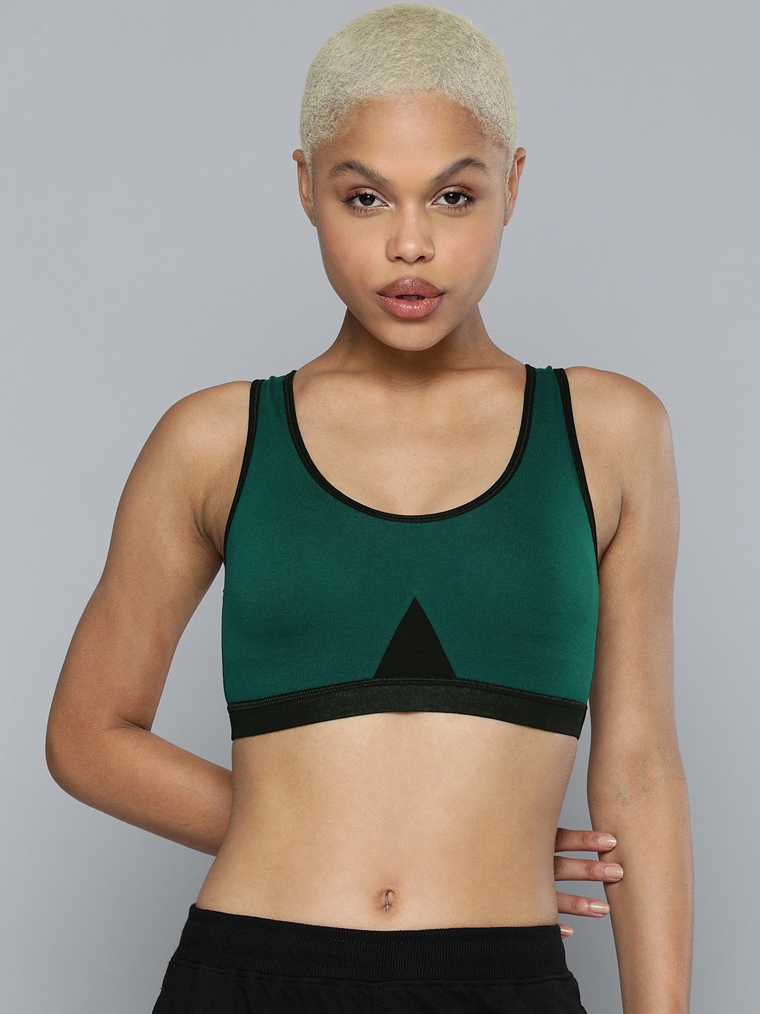 

HRX By Hrithik Roshan Women Slip on Deep Teal Bio-Wash Sports Bra