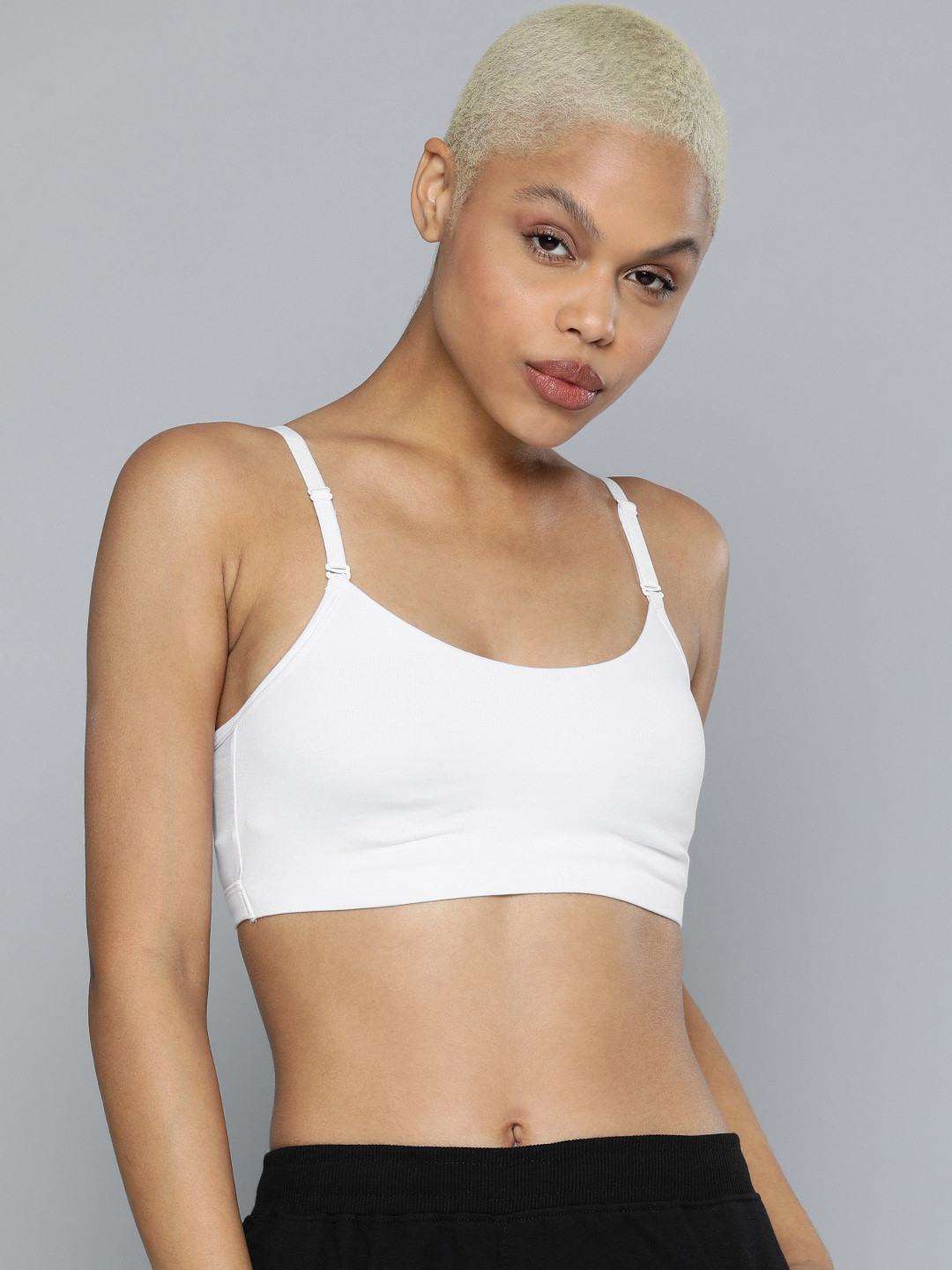 

HRX By Hrithik Roshan Women Non Padded Non-Wired High Coverage White Cami Sports Bra