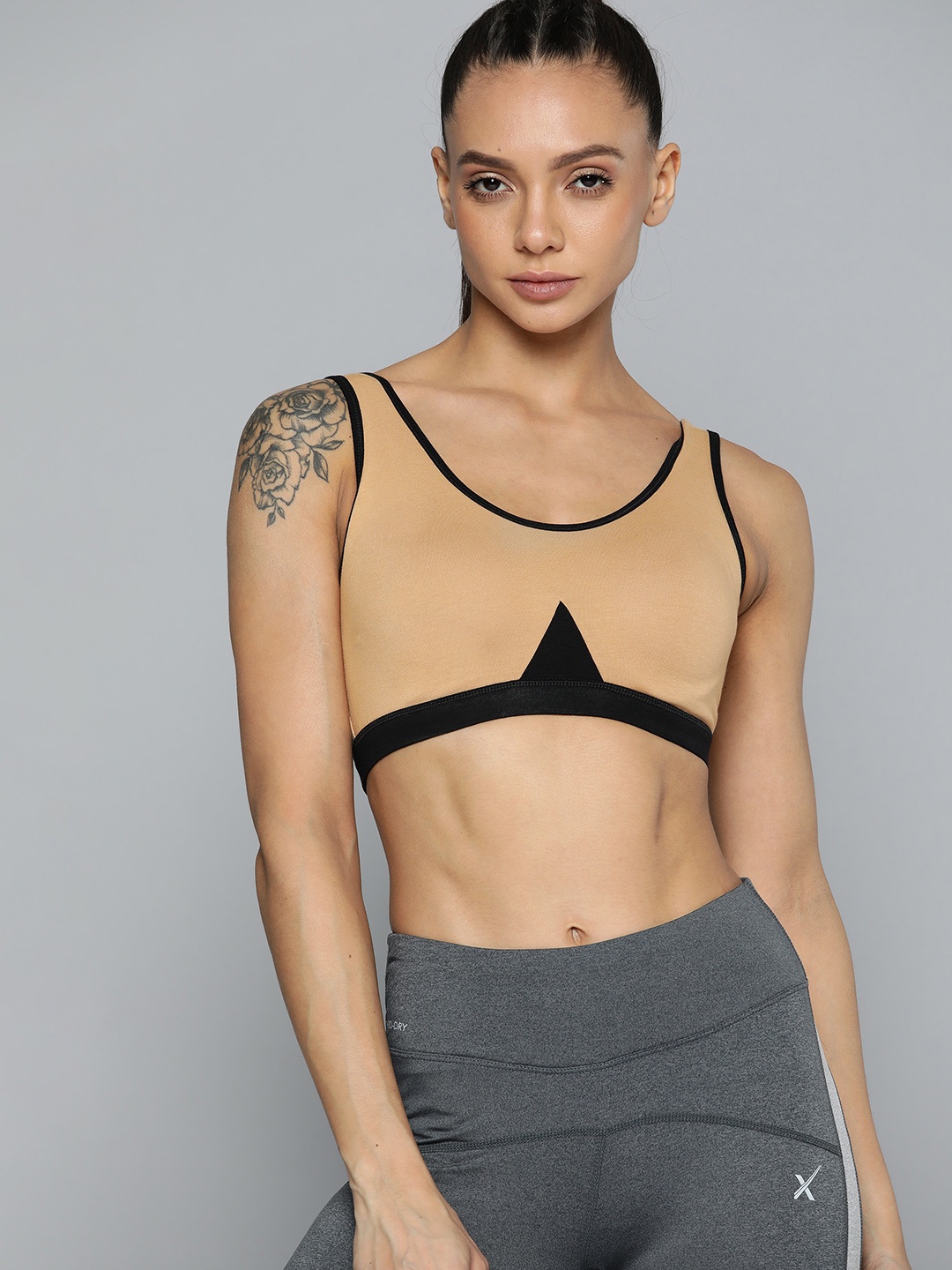 

HRX By Hrithik Roshan Women Slip on Cobalt Bio-Wash Sports Bra, Beige