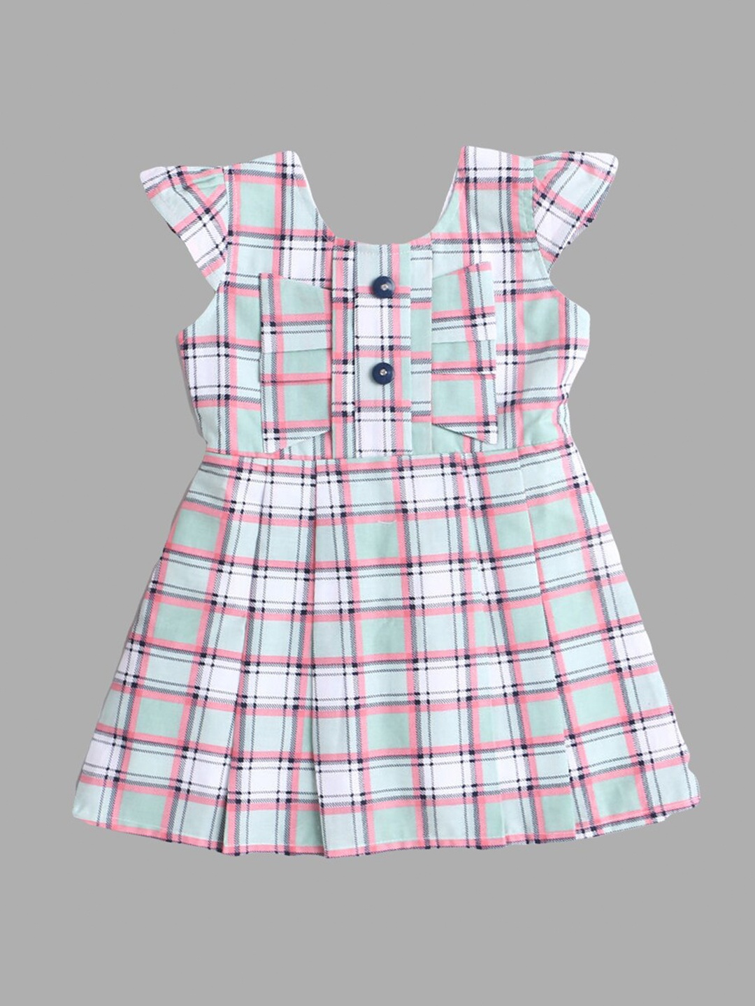 

The Magic Wand Girls Green Checked Cotton Dress