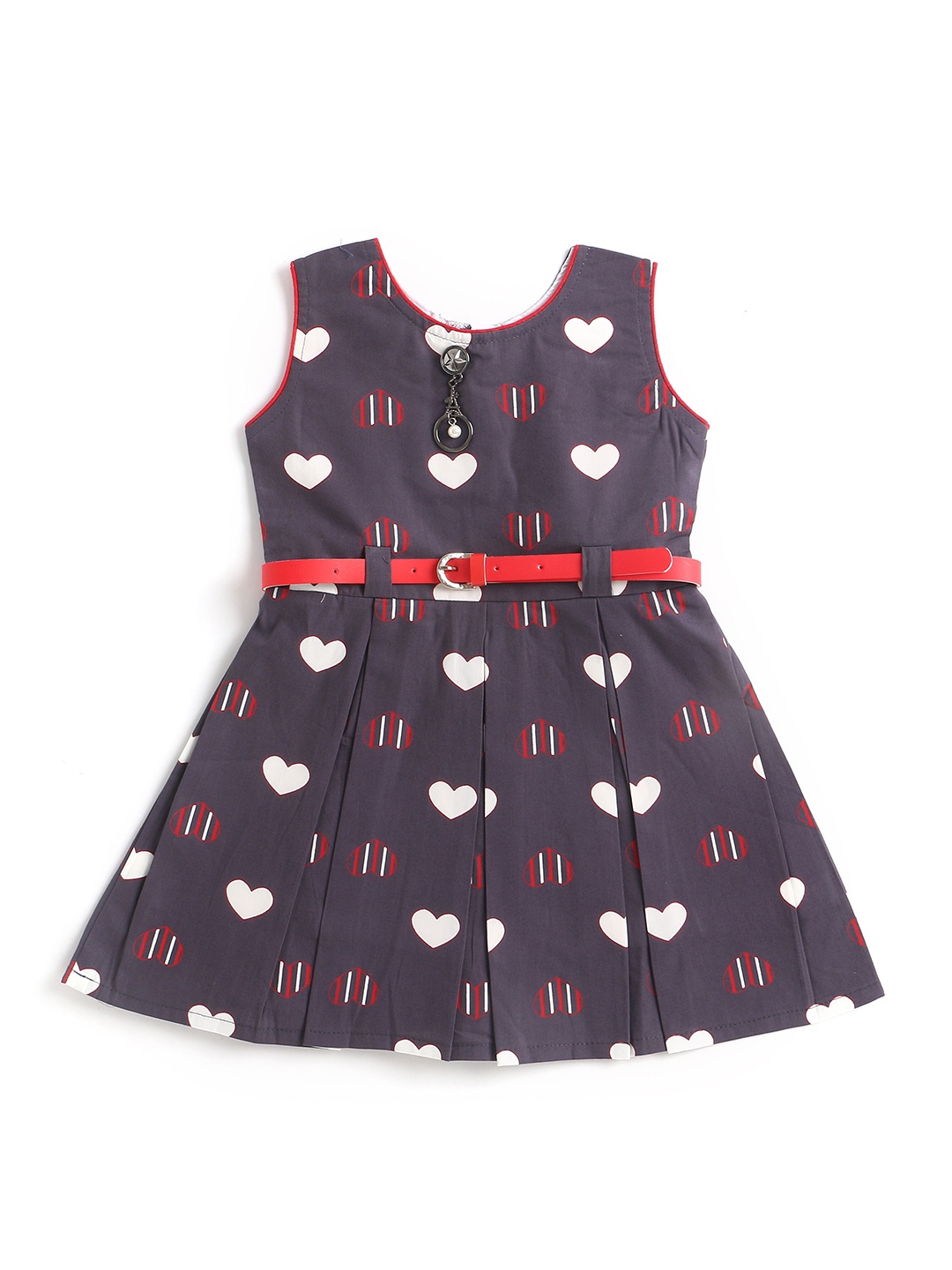 

The Magic Wand Girls Navy Blue Printed Cotton Dress