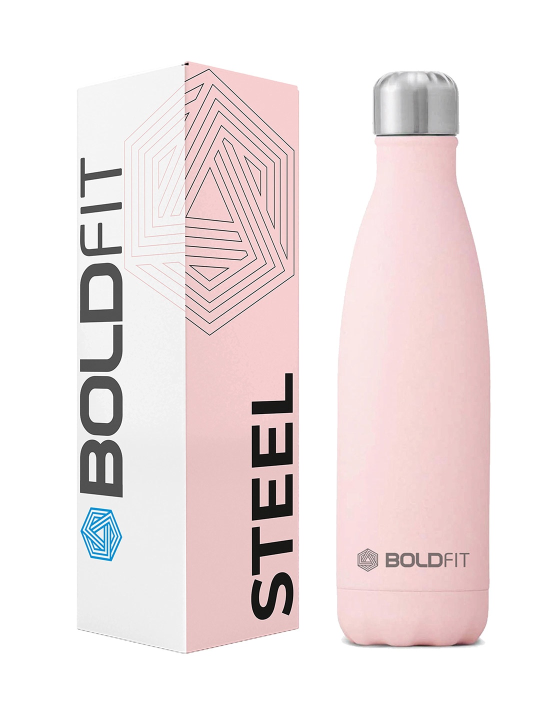 

BOLDFIT Pink & Silver-Toned Solid Stainless Steel Water Bottle 1000 ml