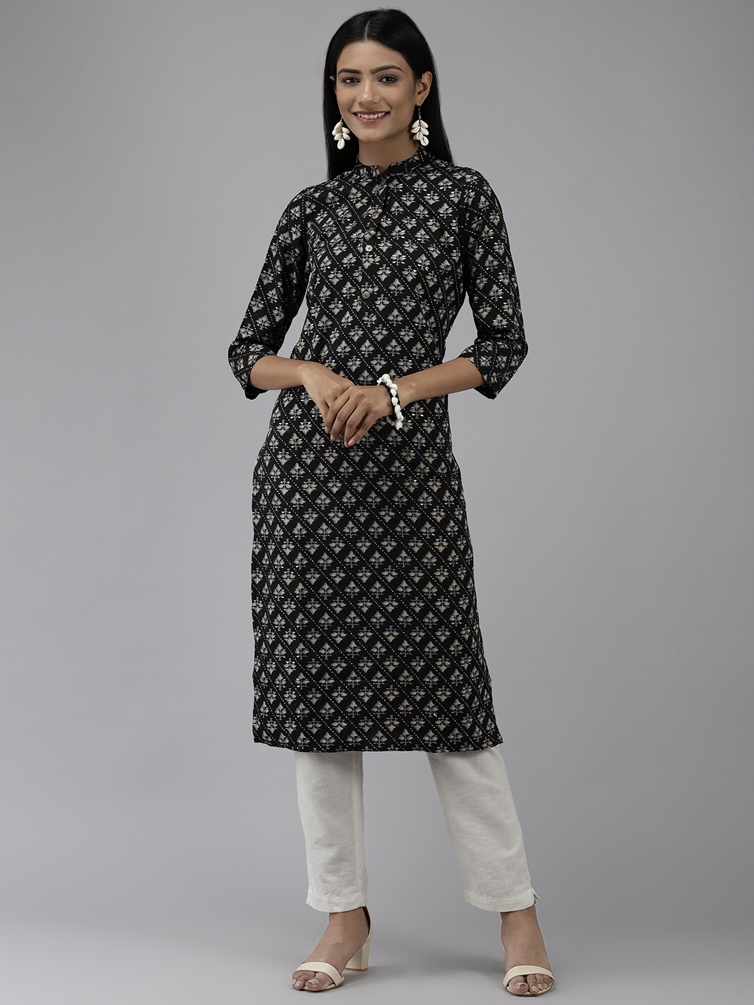

Yufta Women Black Ethnic Motifs Printed Indie Prints Kurta