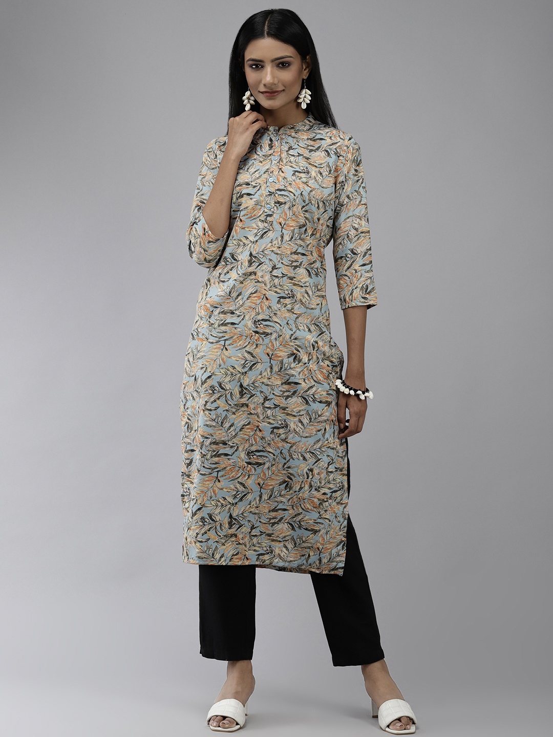 

Yufta Women Blue Floral Printed Indie Prints Kurta