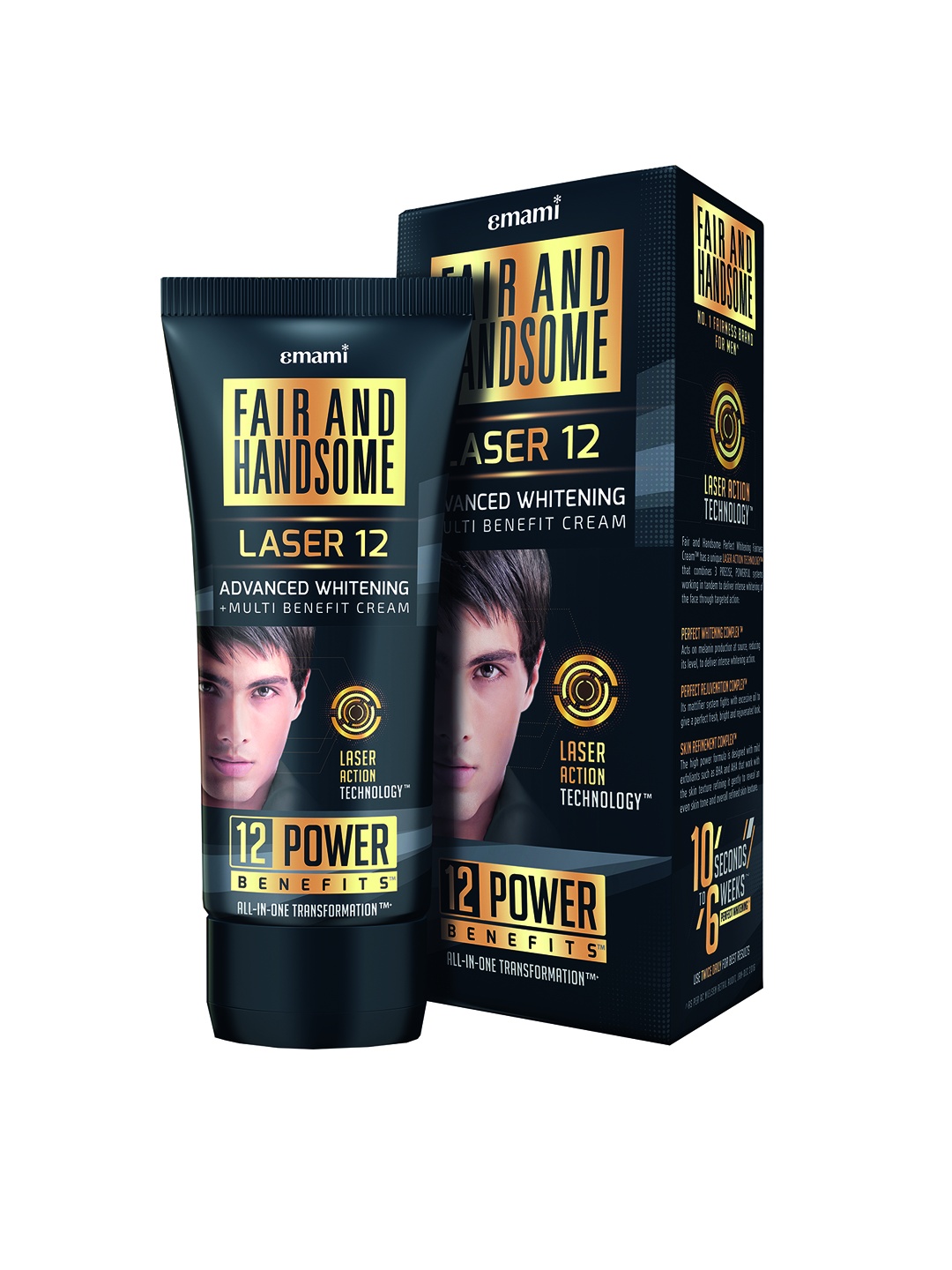 

FAIR AND HANDSOME Men Laser 12 Advanced Whitening Multi Benefit Cream - 30 g, Black