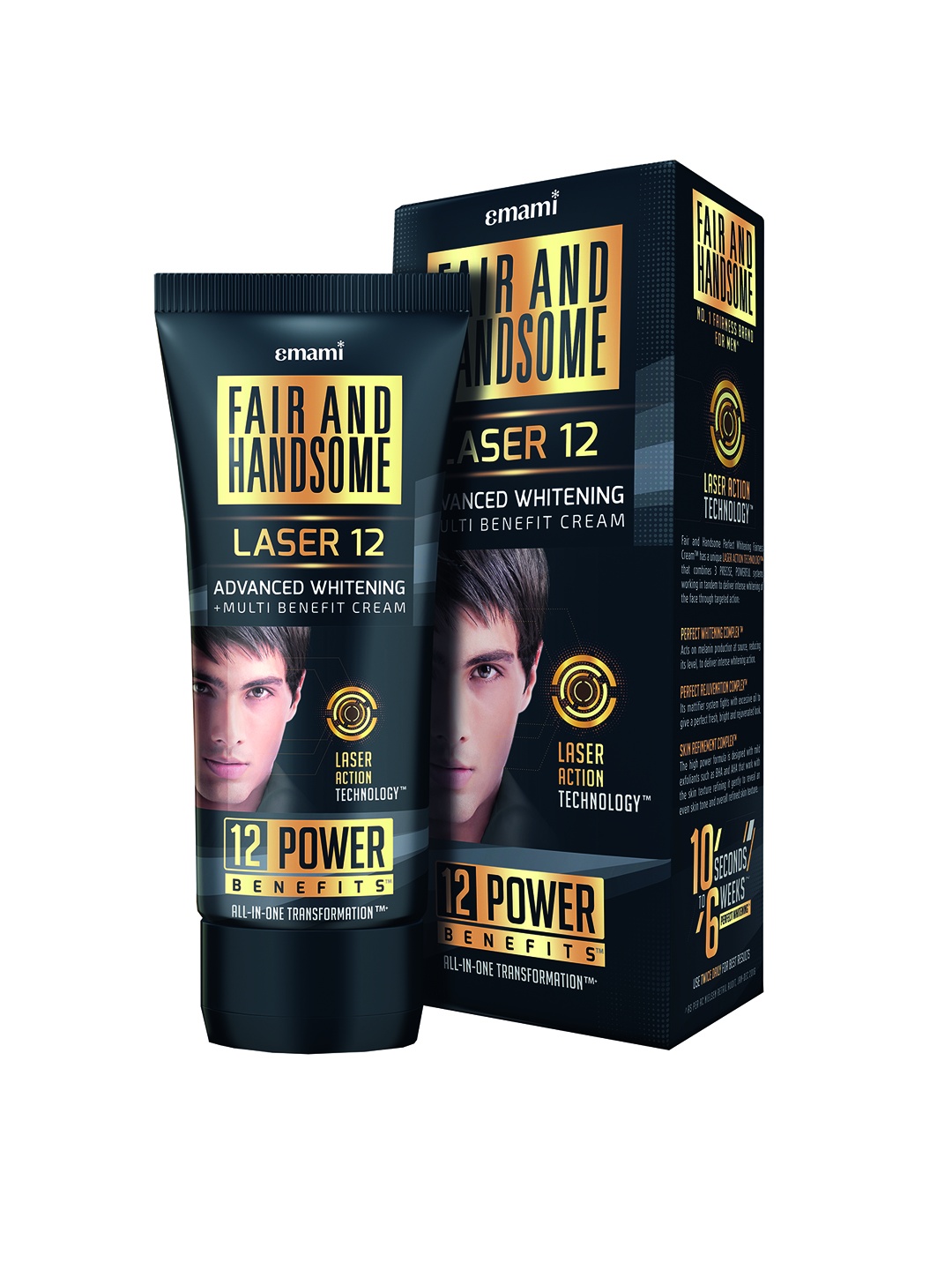 

FAIR AND HANDSOME Laser 12 Advanced Whitening Multi Benefits Cream - 60 g, Black
