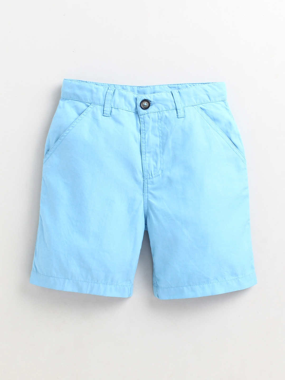 

Cherry Crumble Boys Blue Solid Cotton Shorts