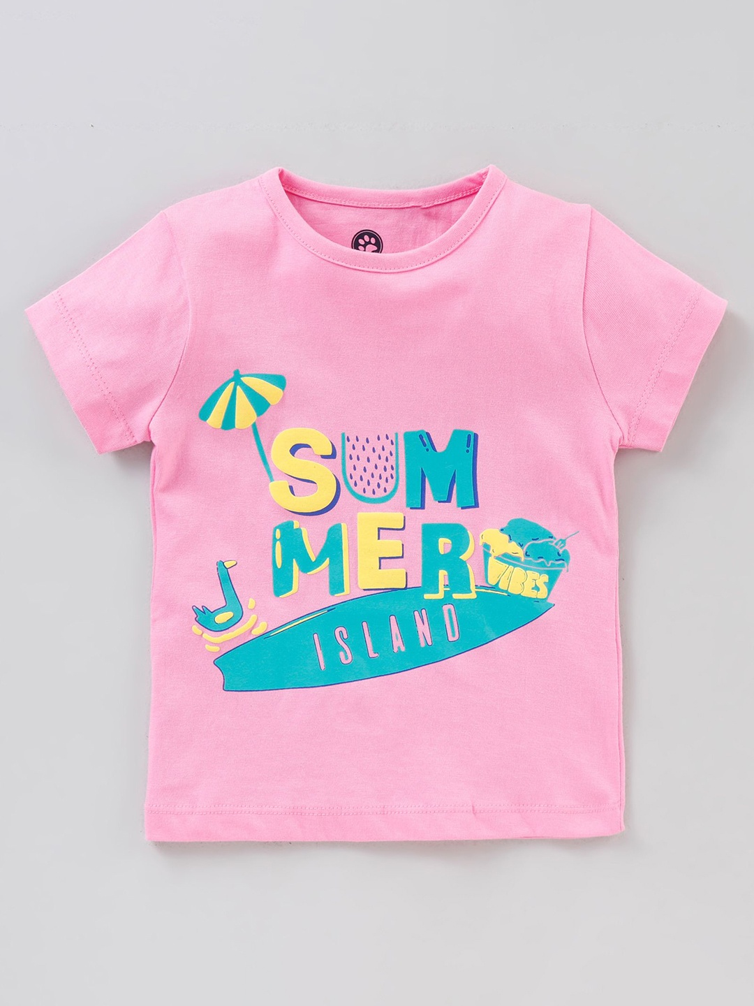 

JusCubs Girls Pink Printed Cotton T-shirt