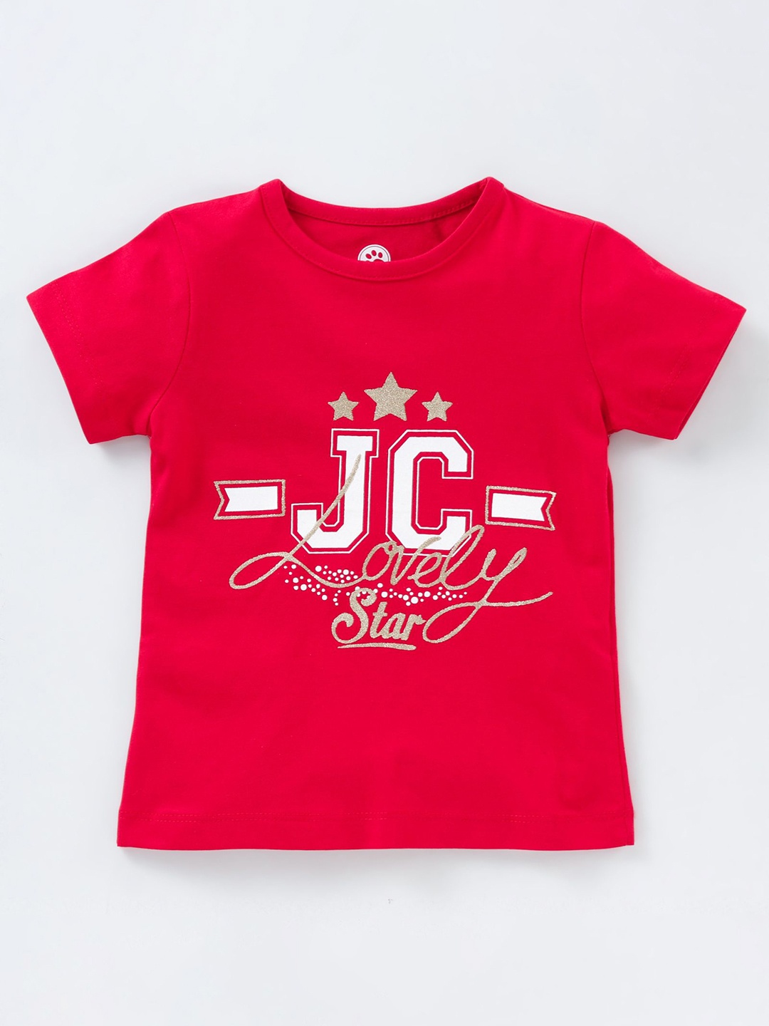 

JusCubs Girls Red Typography Printed Outdoor Cotton T-shirt
