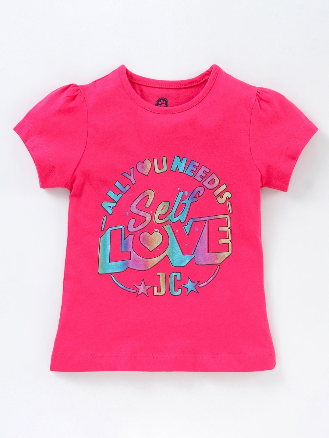 

JusCubs Girls Fuchsia Typography Printed T-shirt