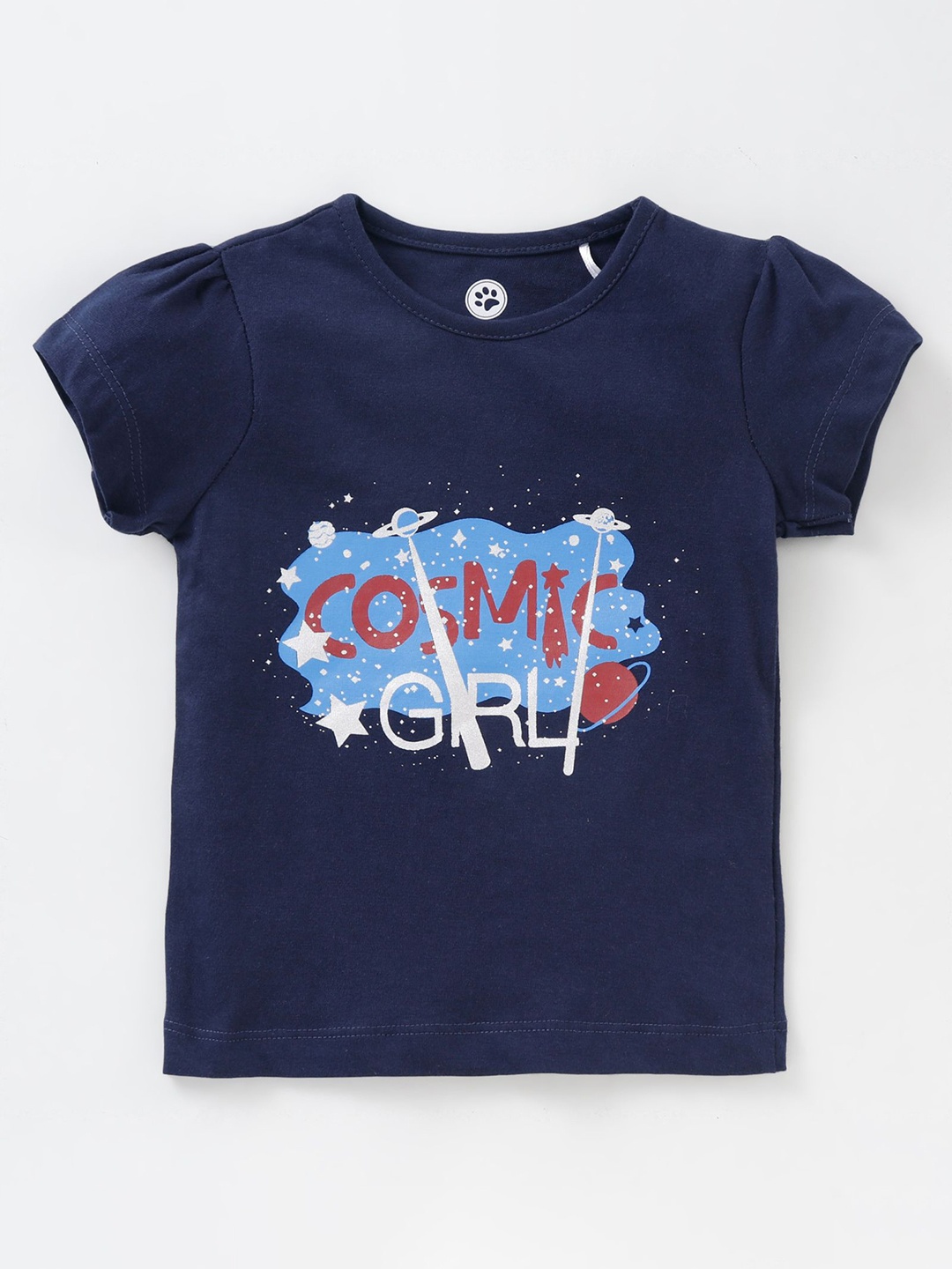 

JusCubs Girls Navy Blue Printed Outdoor Cotton T-shirt