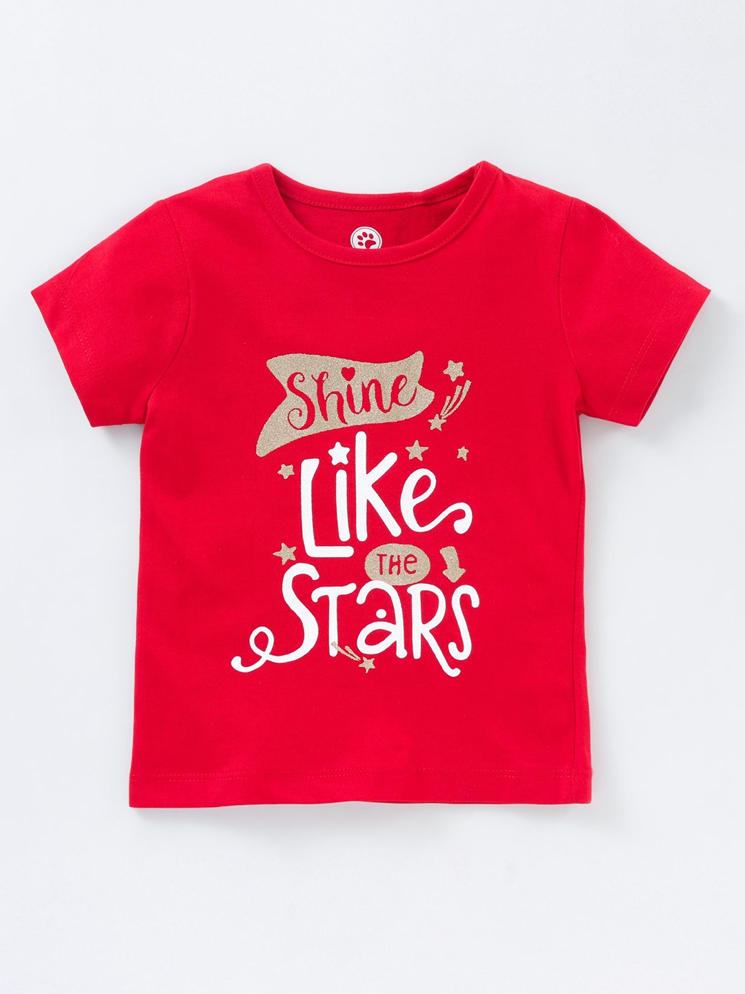 

JusCubs Girls Red Typography Printed Outdoor Cotton T-shirt
