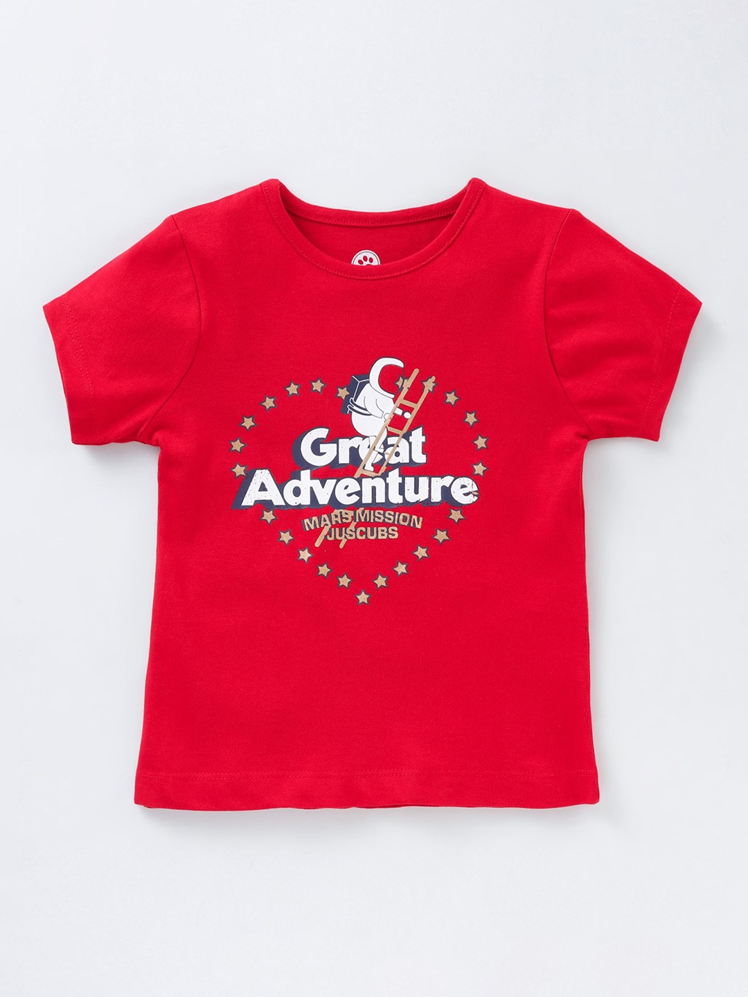 

JusCubs Girls Red Printed Cotton T-shirt