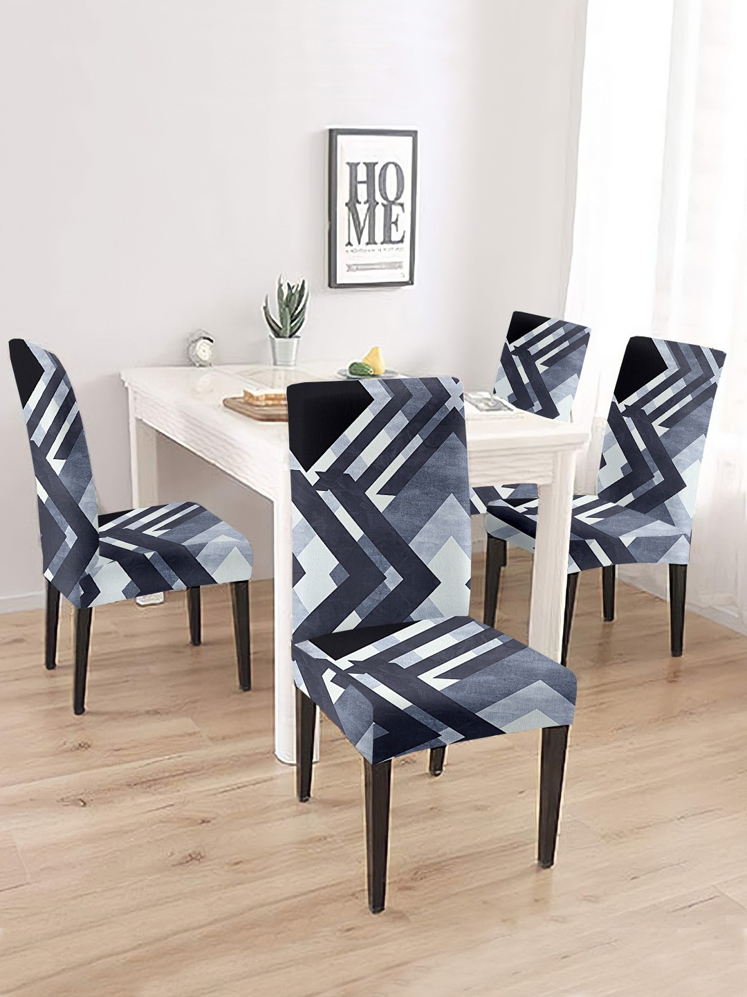 

Cortina Set Of 4 Grey & Black Printed Chair Covers