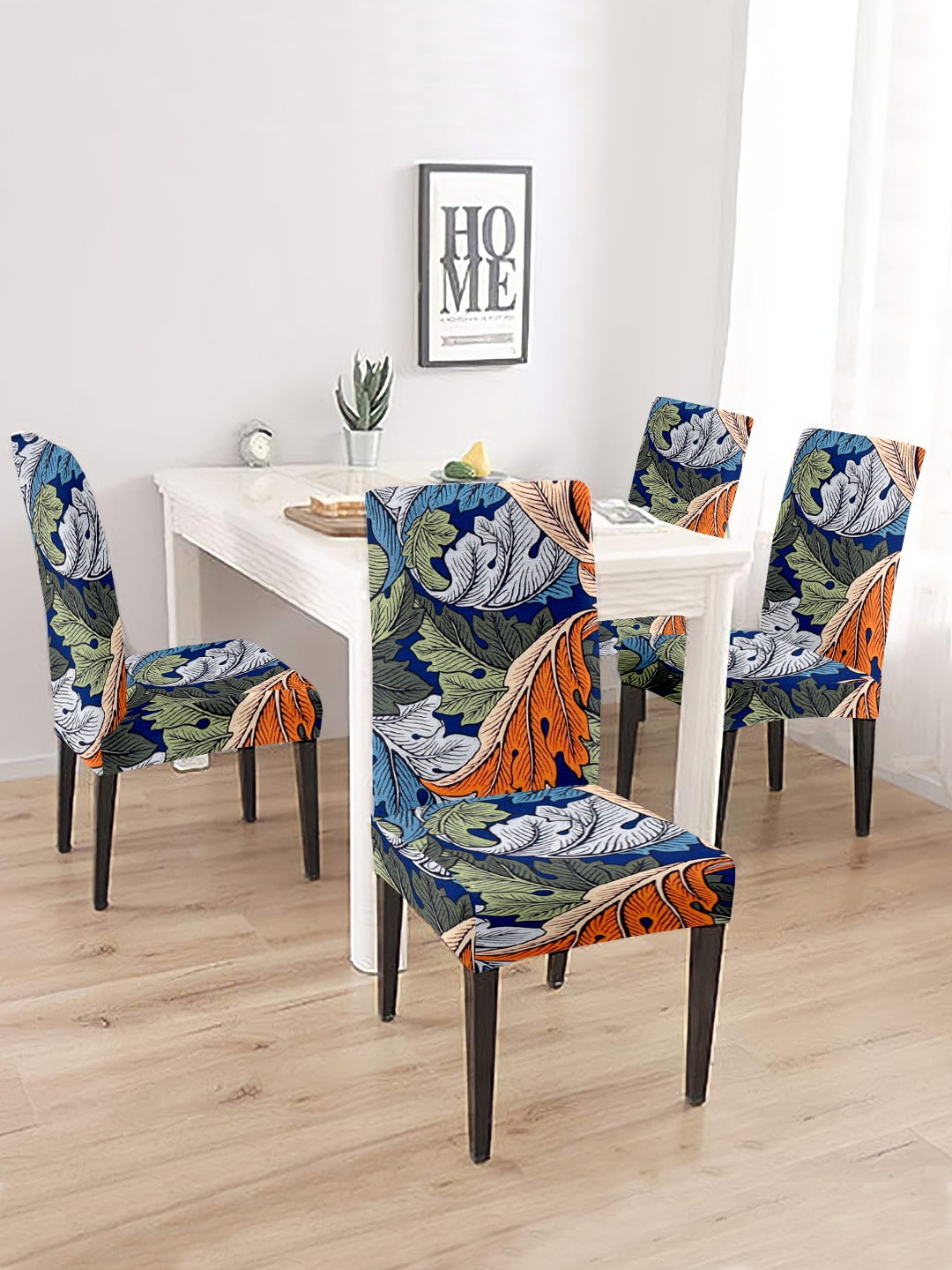 

Cortina Set Of 6 Blue & Green Printed Chair Covers