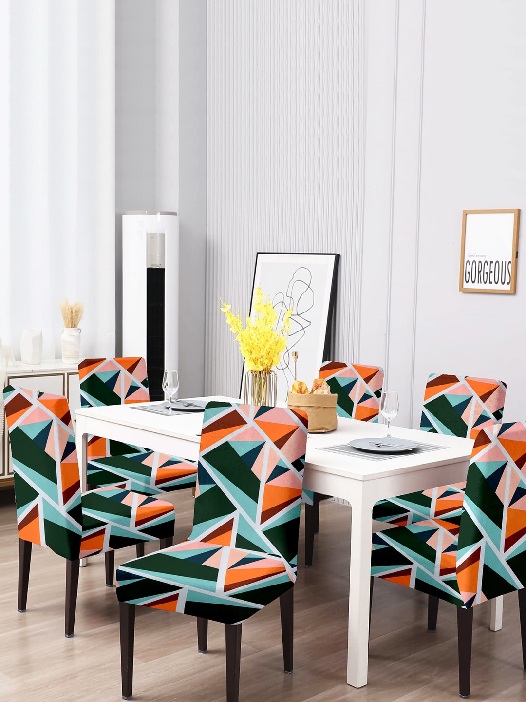 

Cortina Set Of 6 Multi-colored Printed Chair Cover