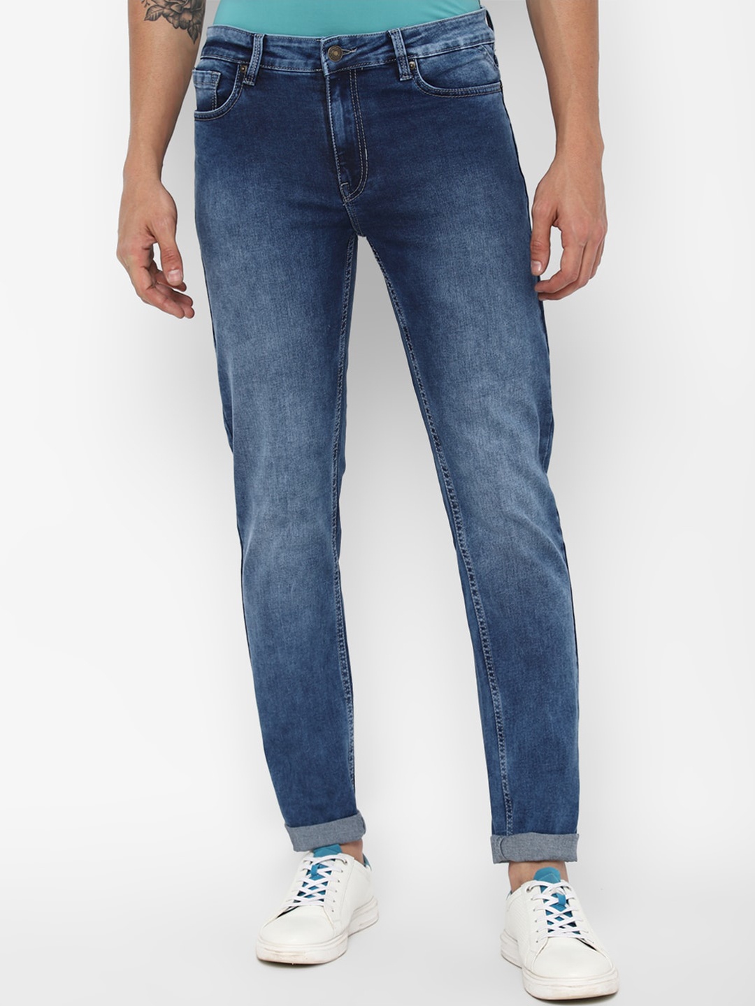 

FOREVER 21 Men Blue Heavy Fade Stretchable Jeans