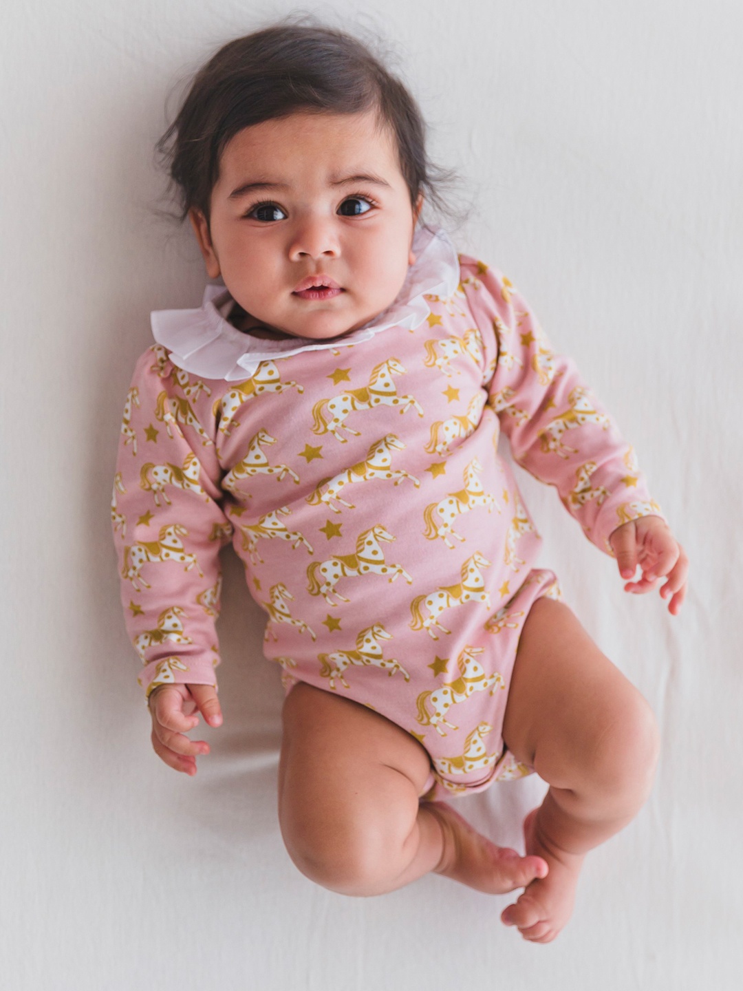 

Mamas Boo Infant Kids Pink & White Printed Pure Organic Cotton Sustainable Bodysuit