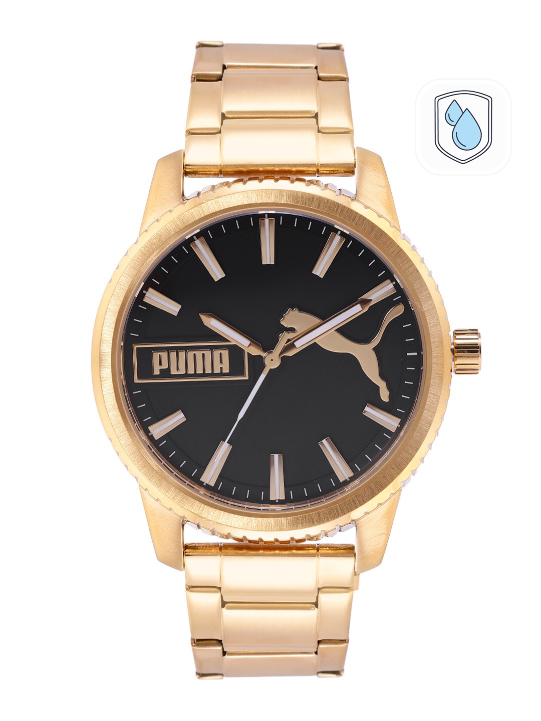 

Puma Men Black Dial & Gold-Toned Bracelet Style Ultrafresh Analogue Watch P5079