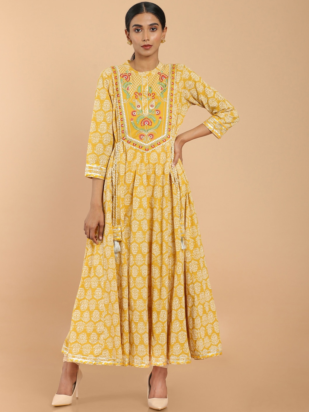 

Soch Women Yellow & White Ethnic Motifs Embroidered Anarkali Kurta