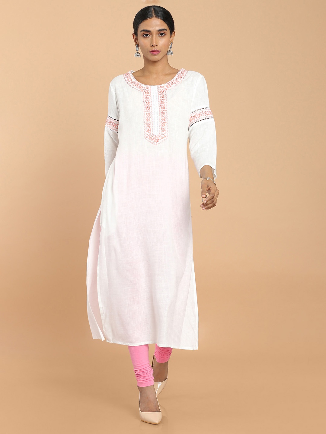

Soch Off White & Pink Floral Embroidered Kurta