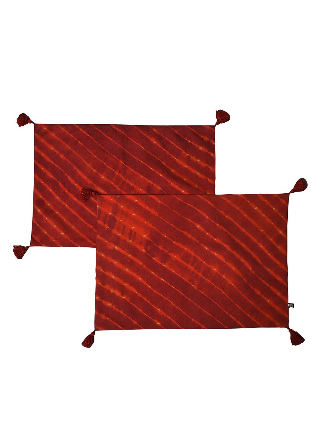 

Ritu Kumar Set of 2 Red Striped Tasseled Table Placemats