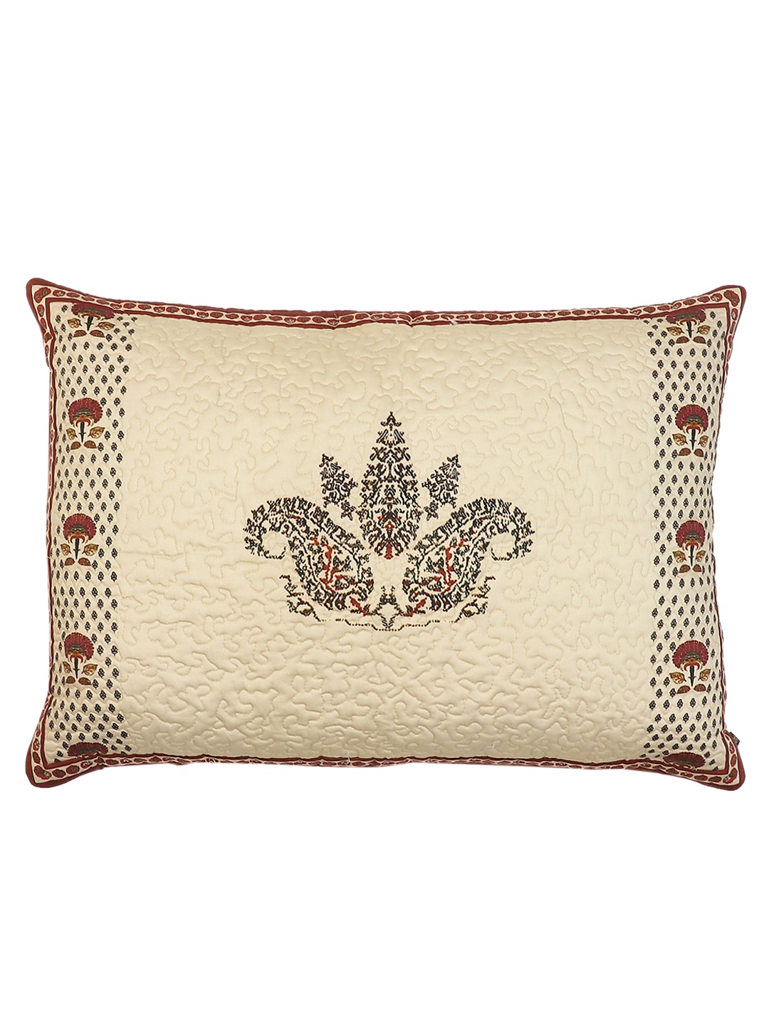 

Ritu Kumar Cream-Coloured Ethnic Motifs Printed Pillow With Filler