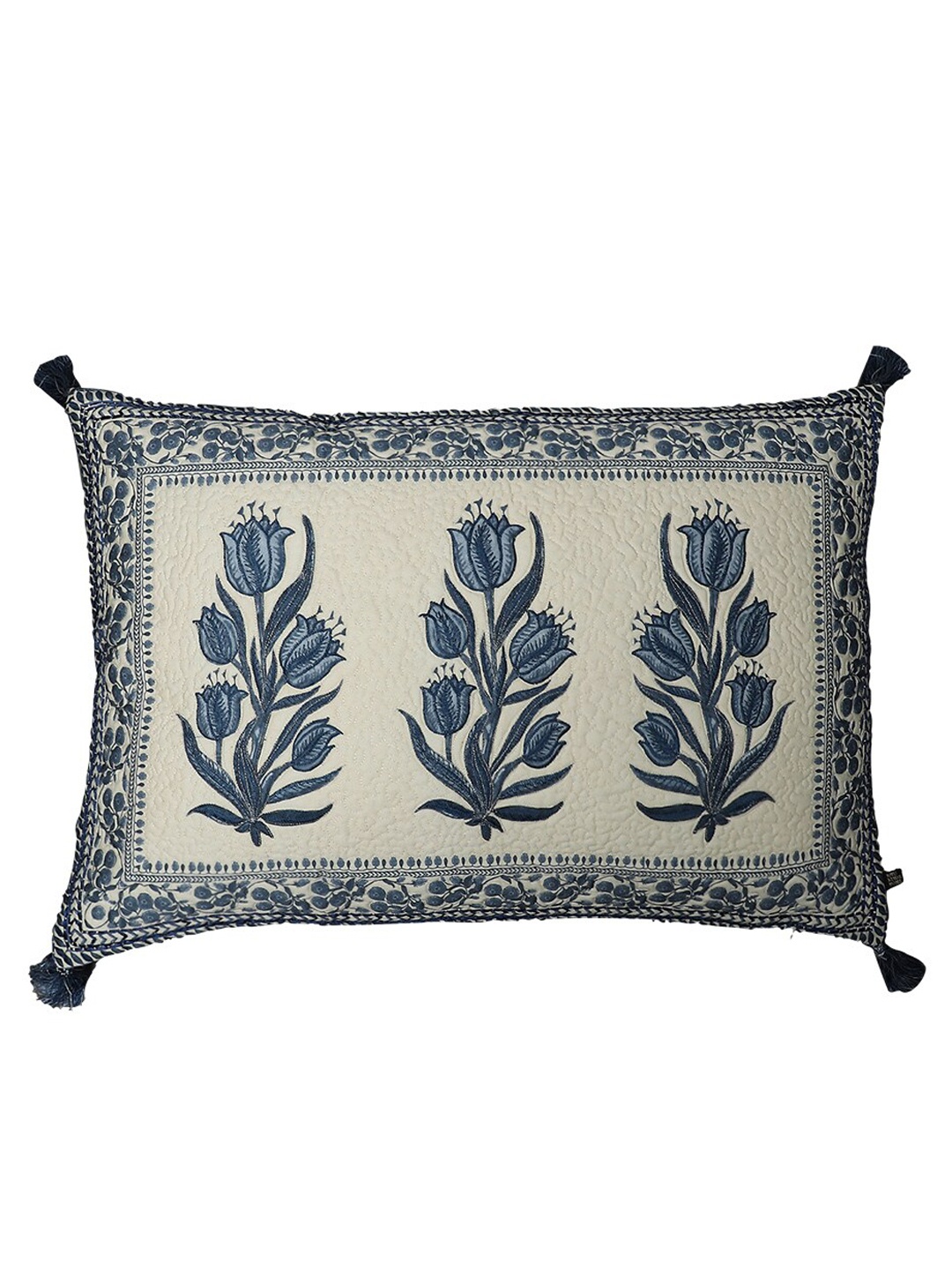

Ritu Kumar Blue & Cream-Coloured Embroidered Pillow Covers
