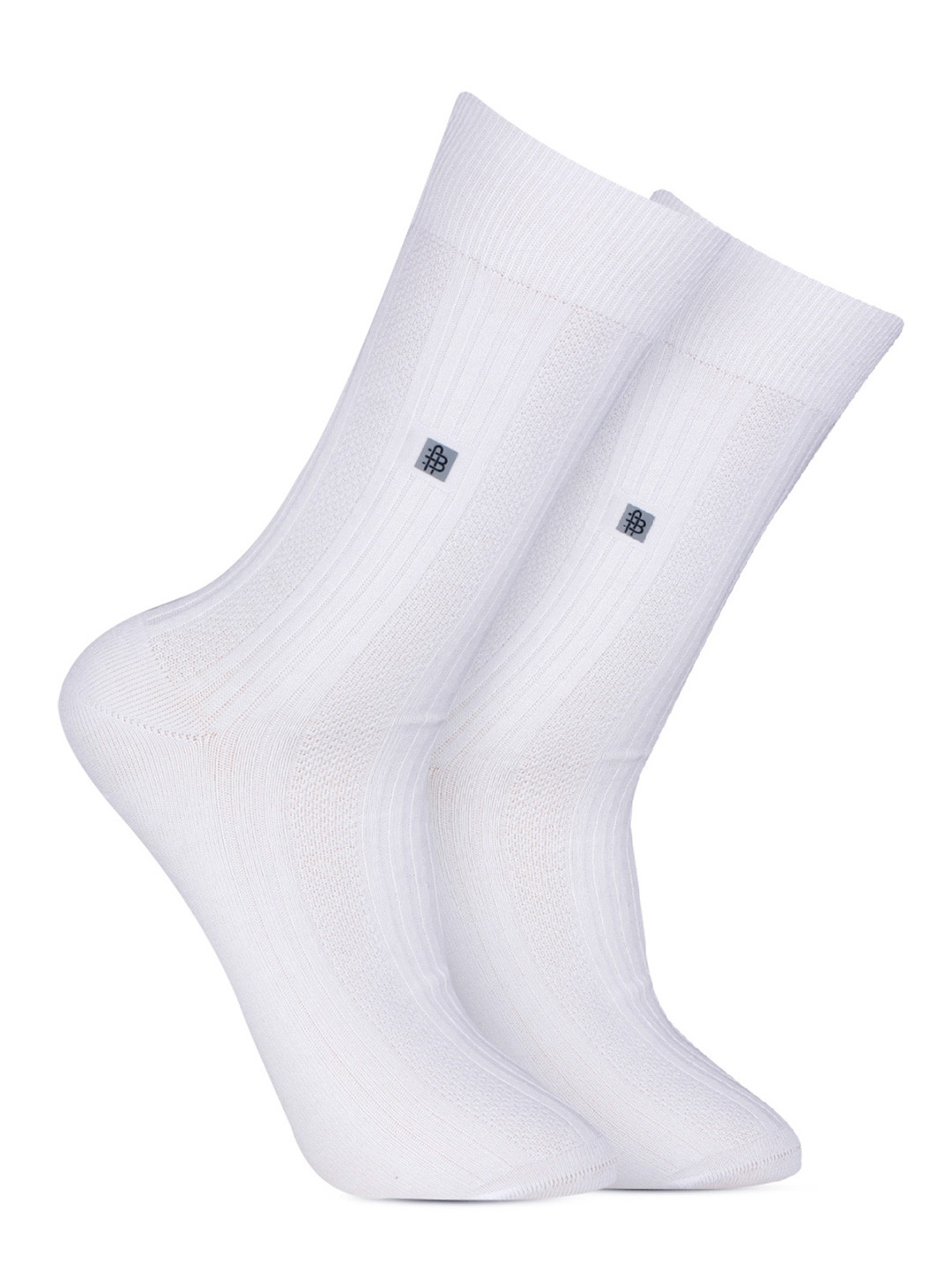 

Bonjour Men White Solid Calf Length Formal Socks