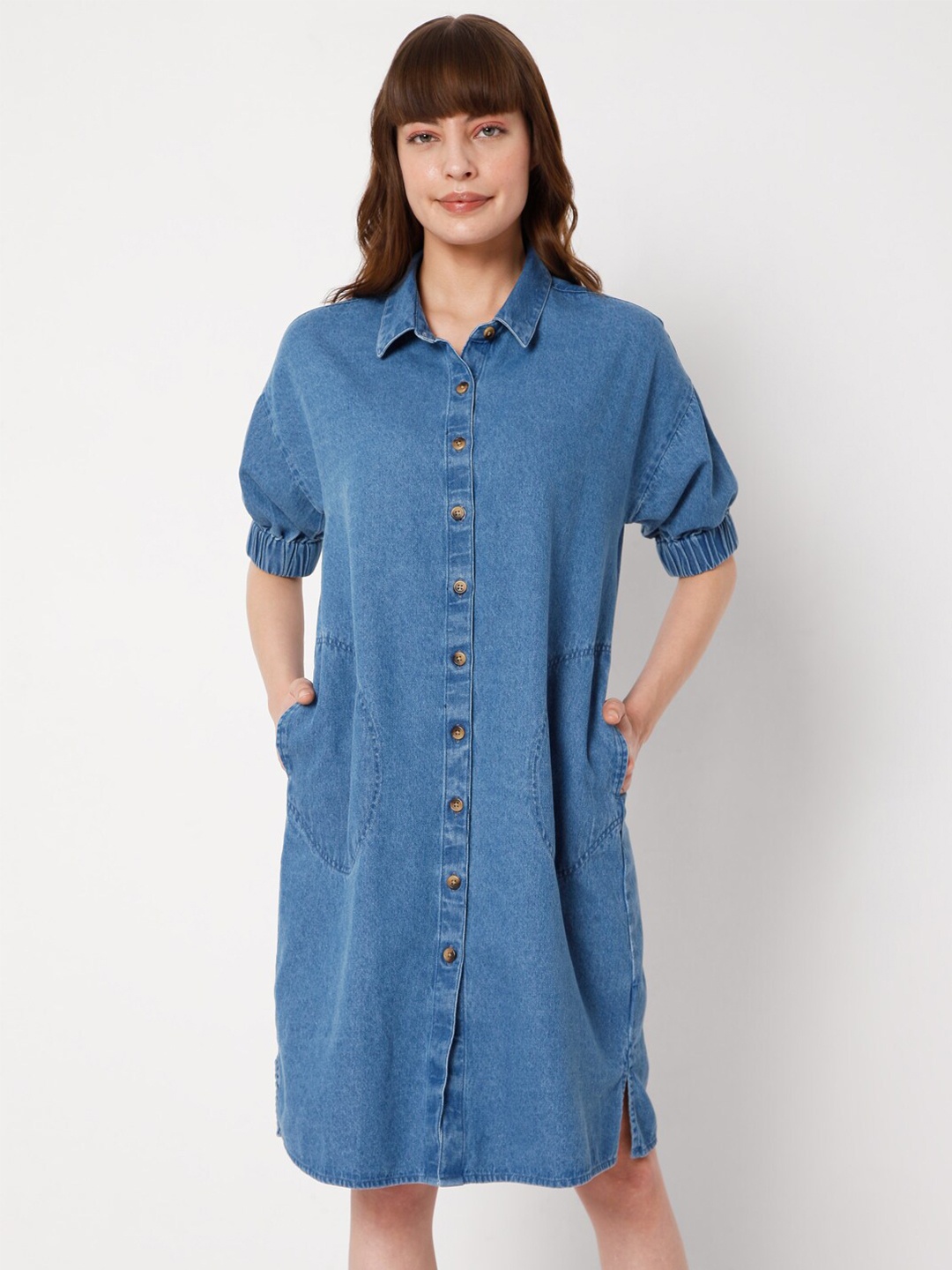 

Vero Moda Navy Blue Denim Shirt Dress