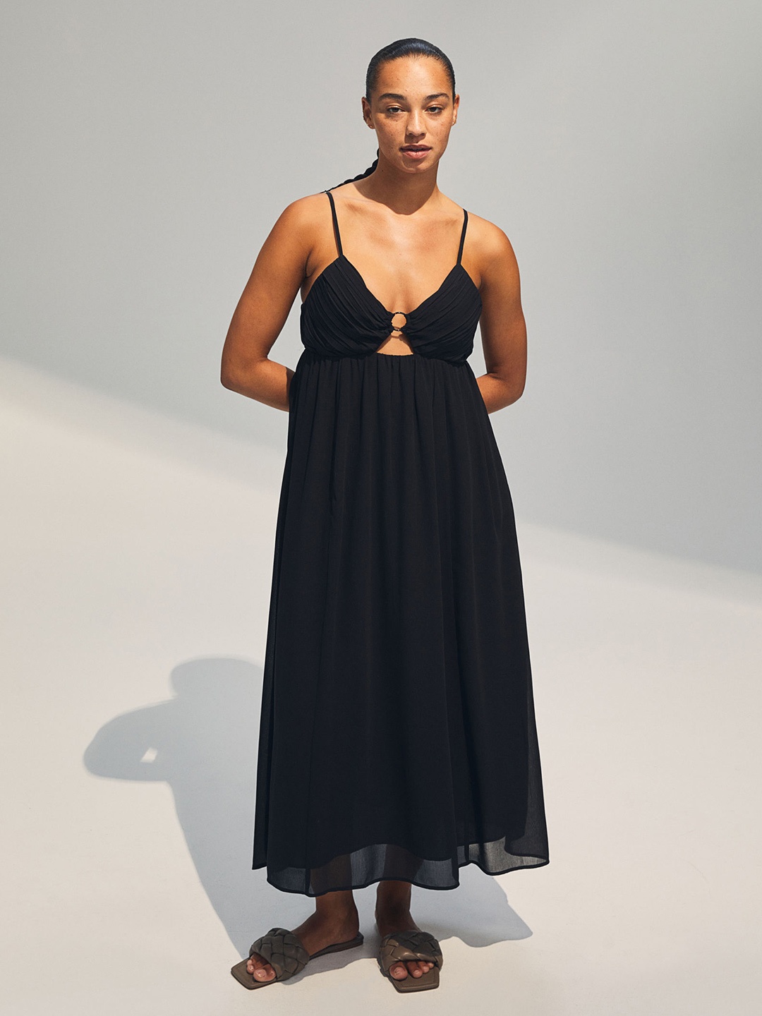 

H&M Women Black Chiffon Slip Dress