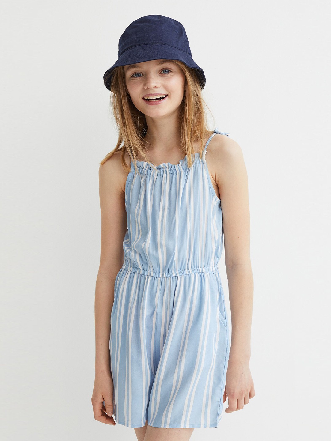 

H&M Girls Blue Printed Playsuit