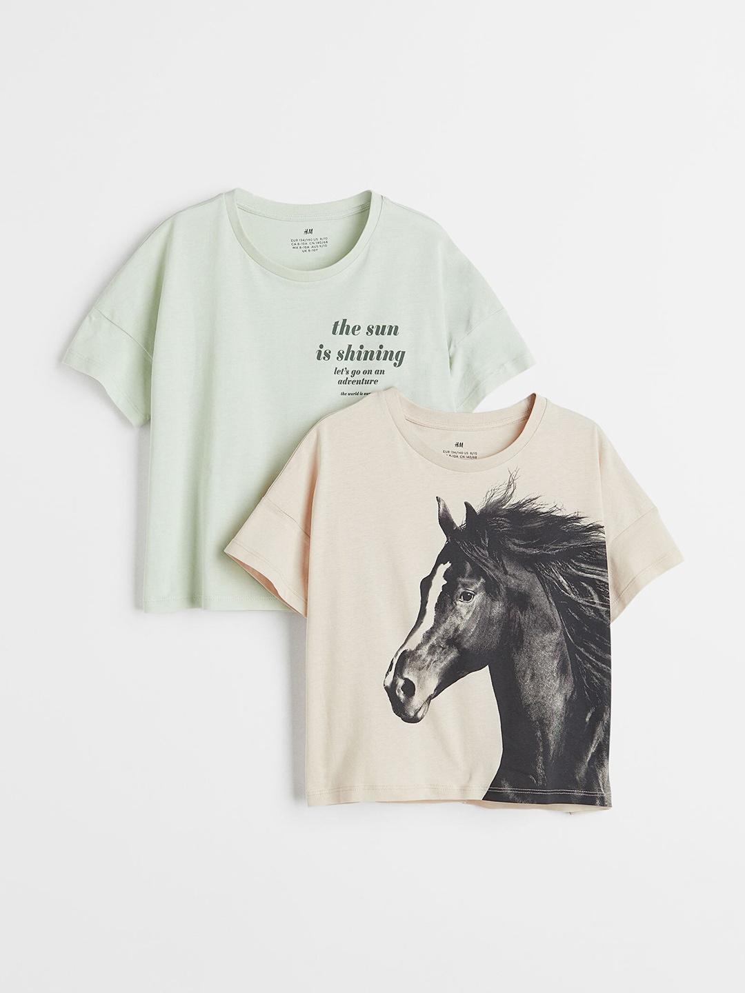 

H&M Beige & Green 2-Pack Cotton Tops