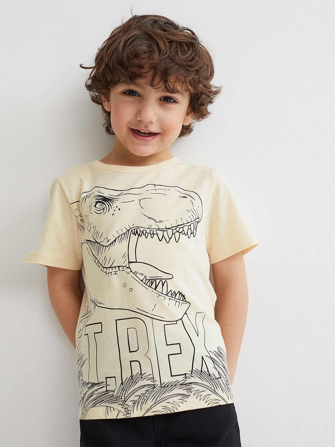 

H&M Boys Yellow Printed Cotton T-shirt