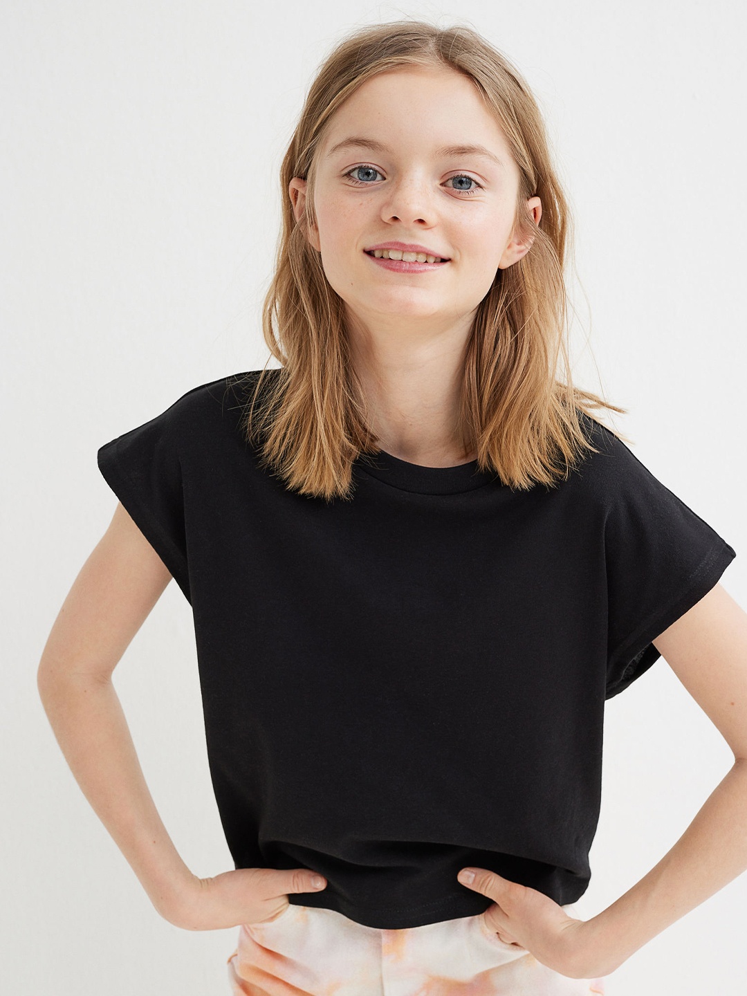 

H&M Girls Black Cotton Jersey Top