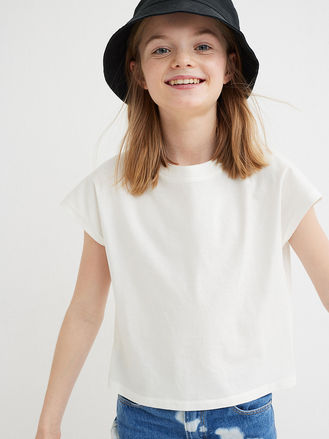 

H&M Girls White Cotton Jersey Top