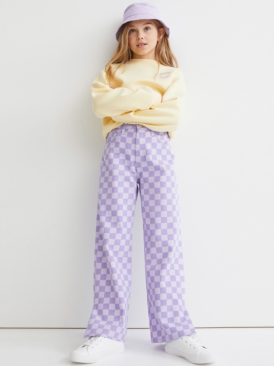 

H&M Girls Lavender Wide High Twill Trousers