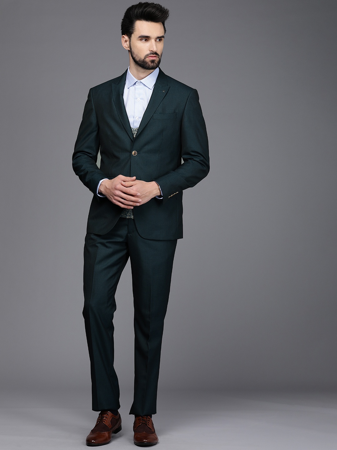 

Louis Philippe Men Green Slim Fit 3-Piece Formal Suit