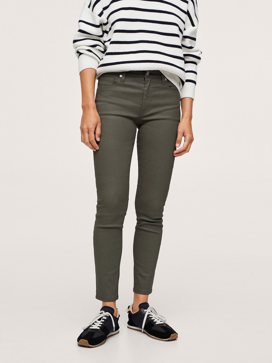 

MANGO Women Olive Green Skinny Fit Stretchable Jeans