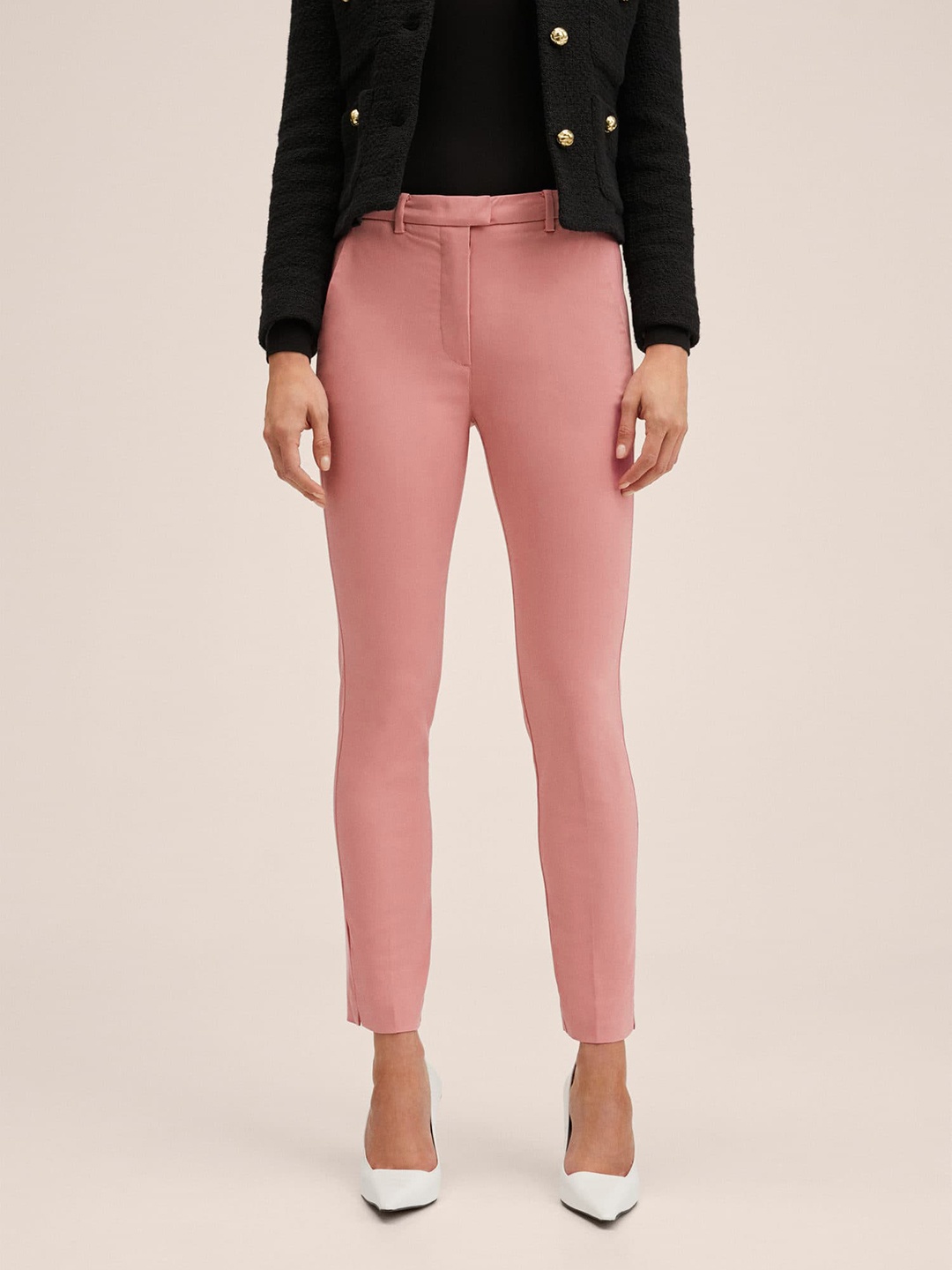 

MANGO Women Pink Skinny Fit Trousers