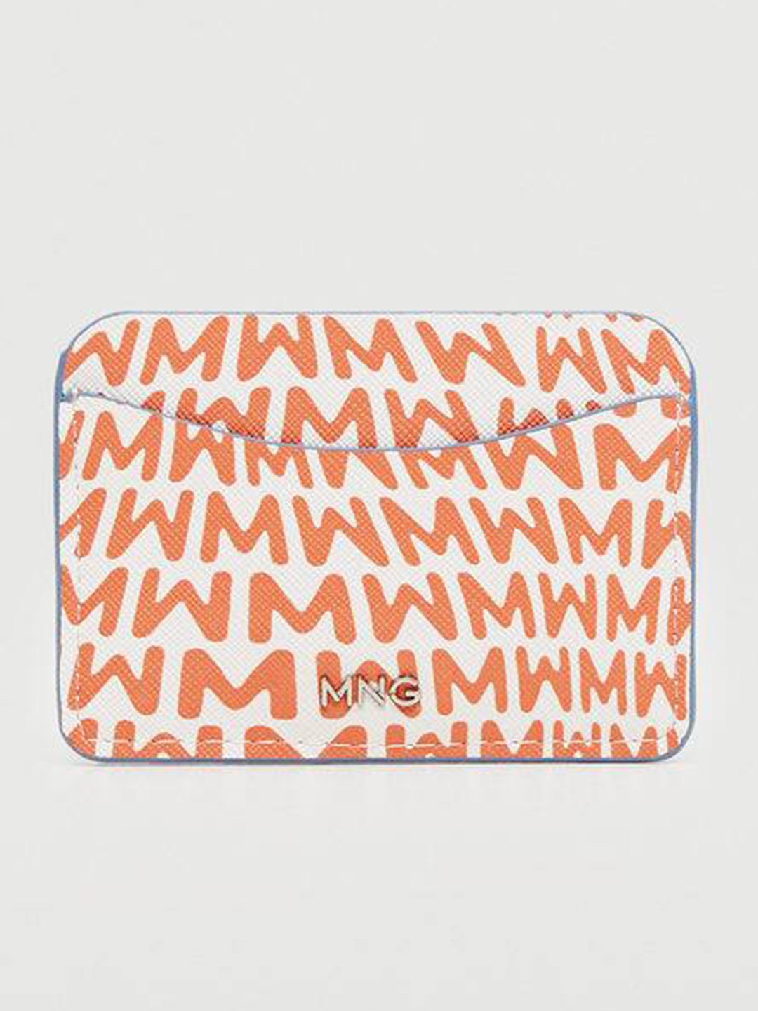 

MANGO Women White & Rust Orange Brand Logo Print Card Holder