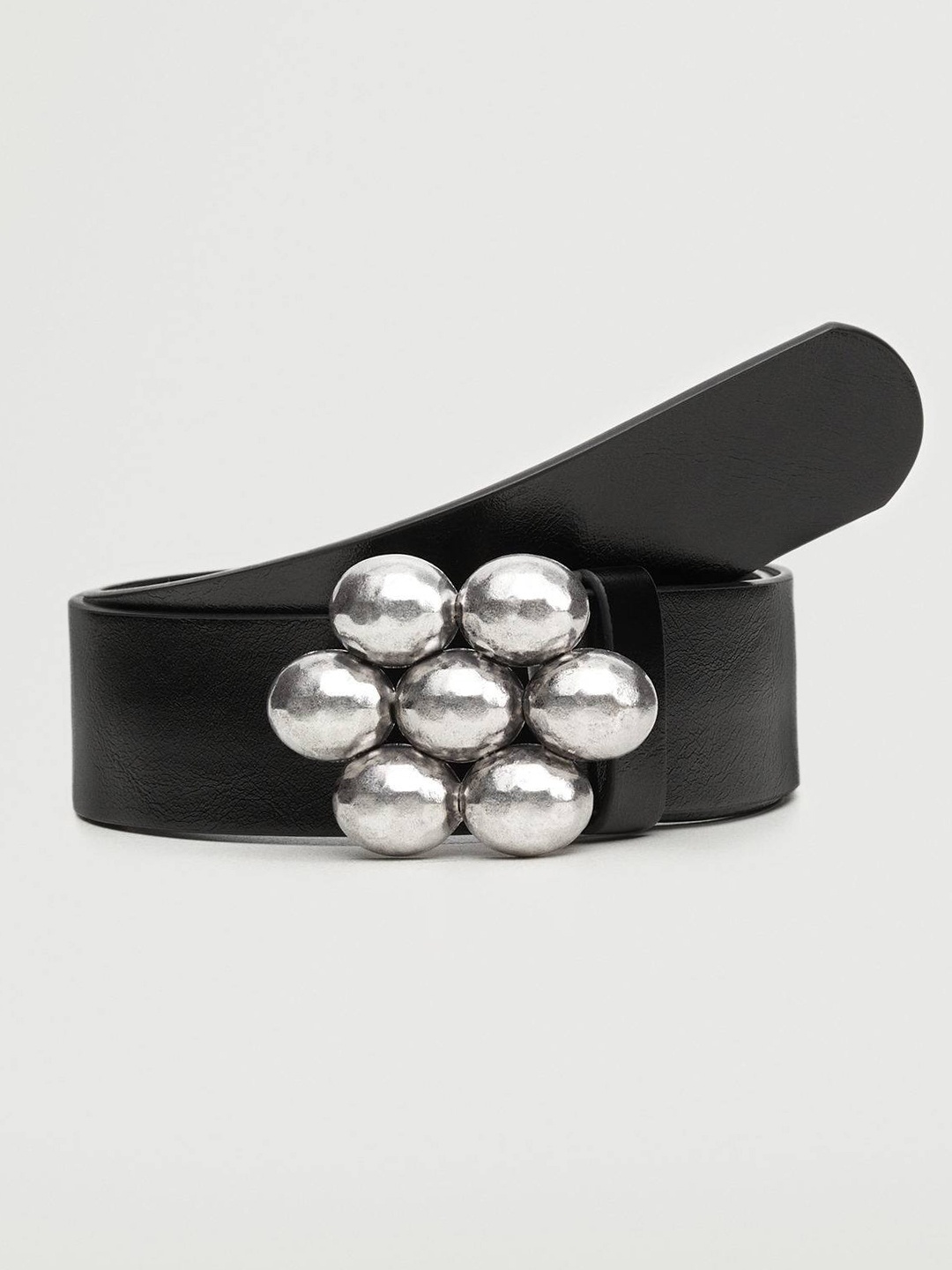 

MANGO Women Black & Silver-Toned Belt